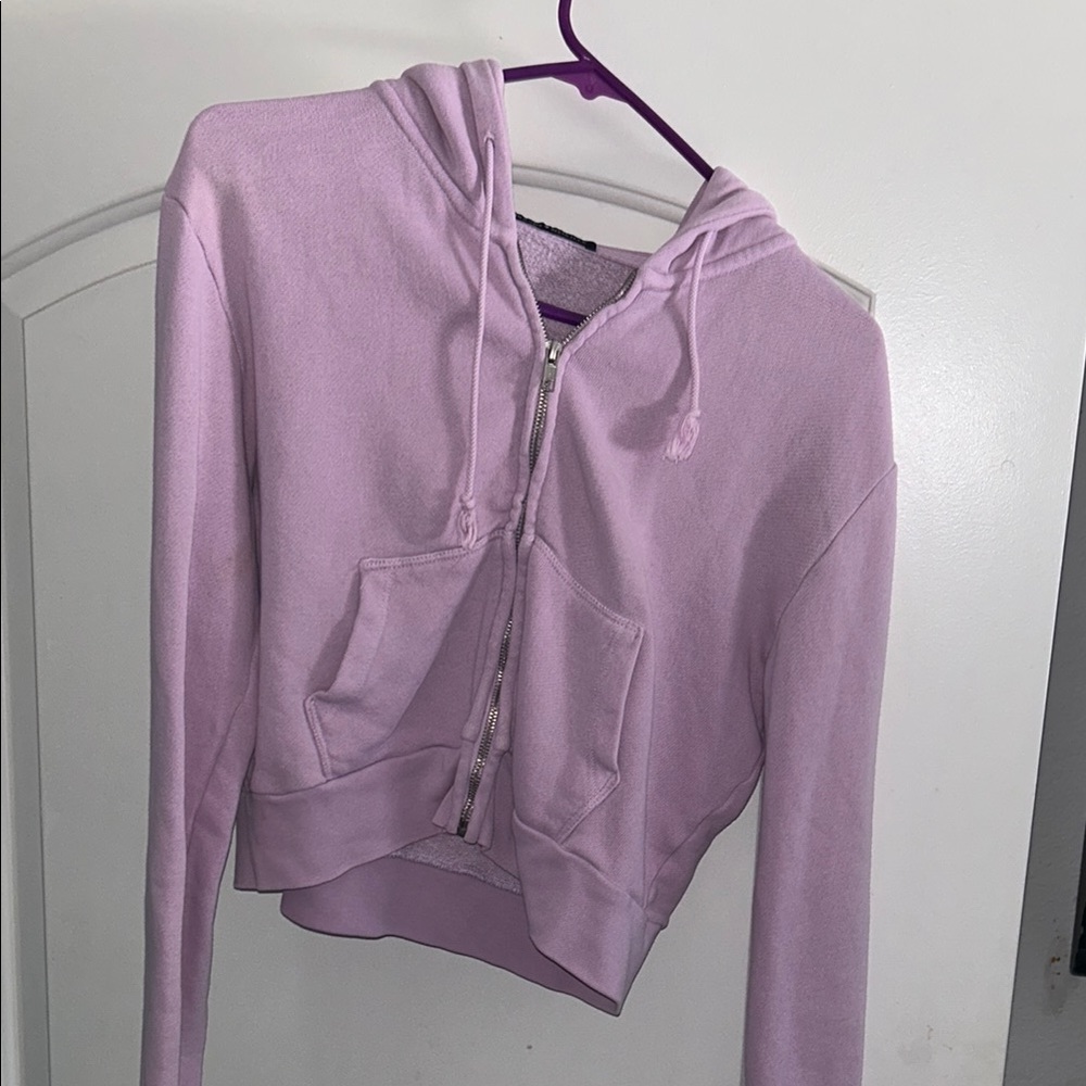 Brandy Melville Purple Crop Hoodie Relaxed Fit